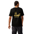 Köln Cathedral Premium T-Shirt in Black - Back View Showing Gold Cathedral Design
