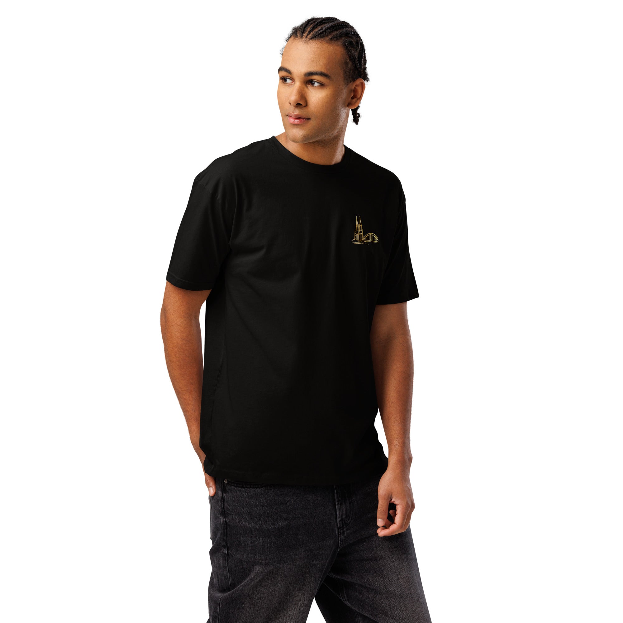 Köln Cathedral T-Shirt in Black - Front View Alternate Angle Premium Quality