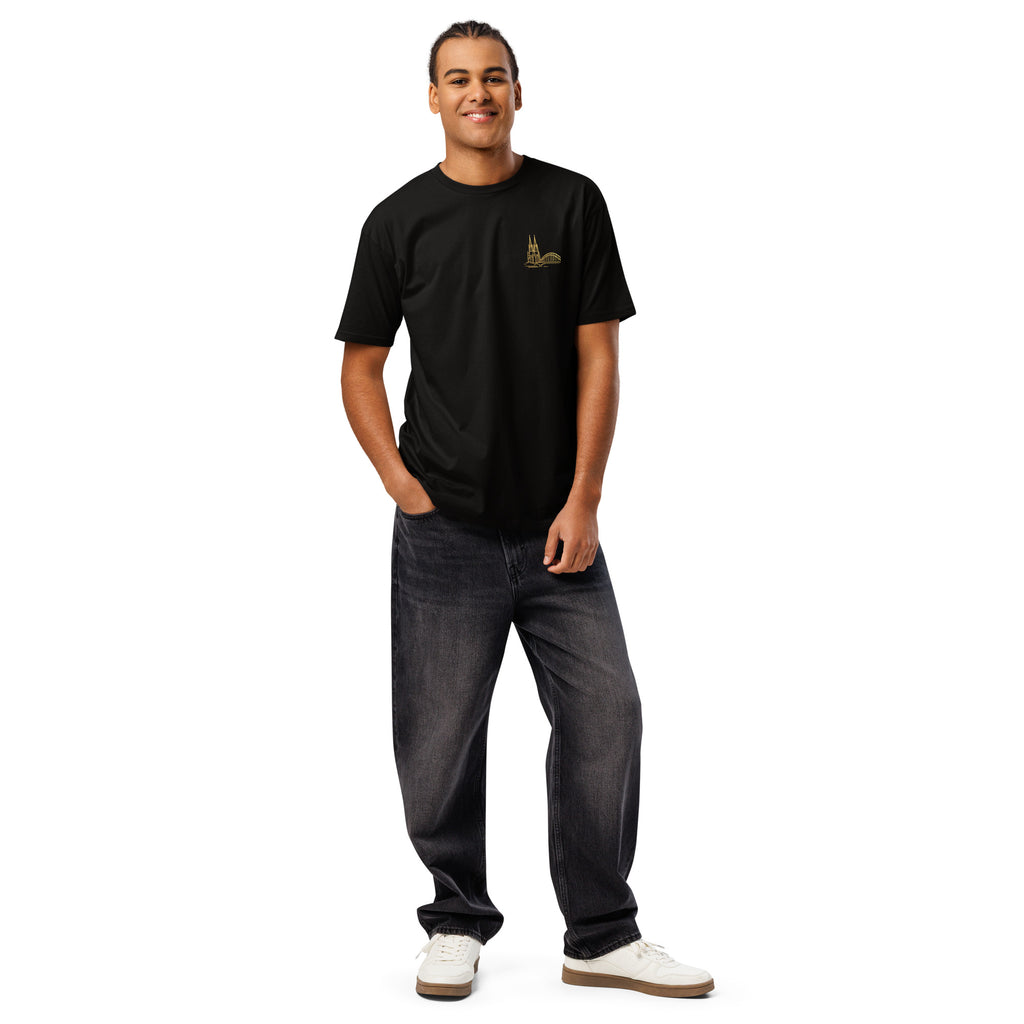 Men's Premium Soft Cotton T-Shirt in Black - Front View with Köln Logo
