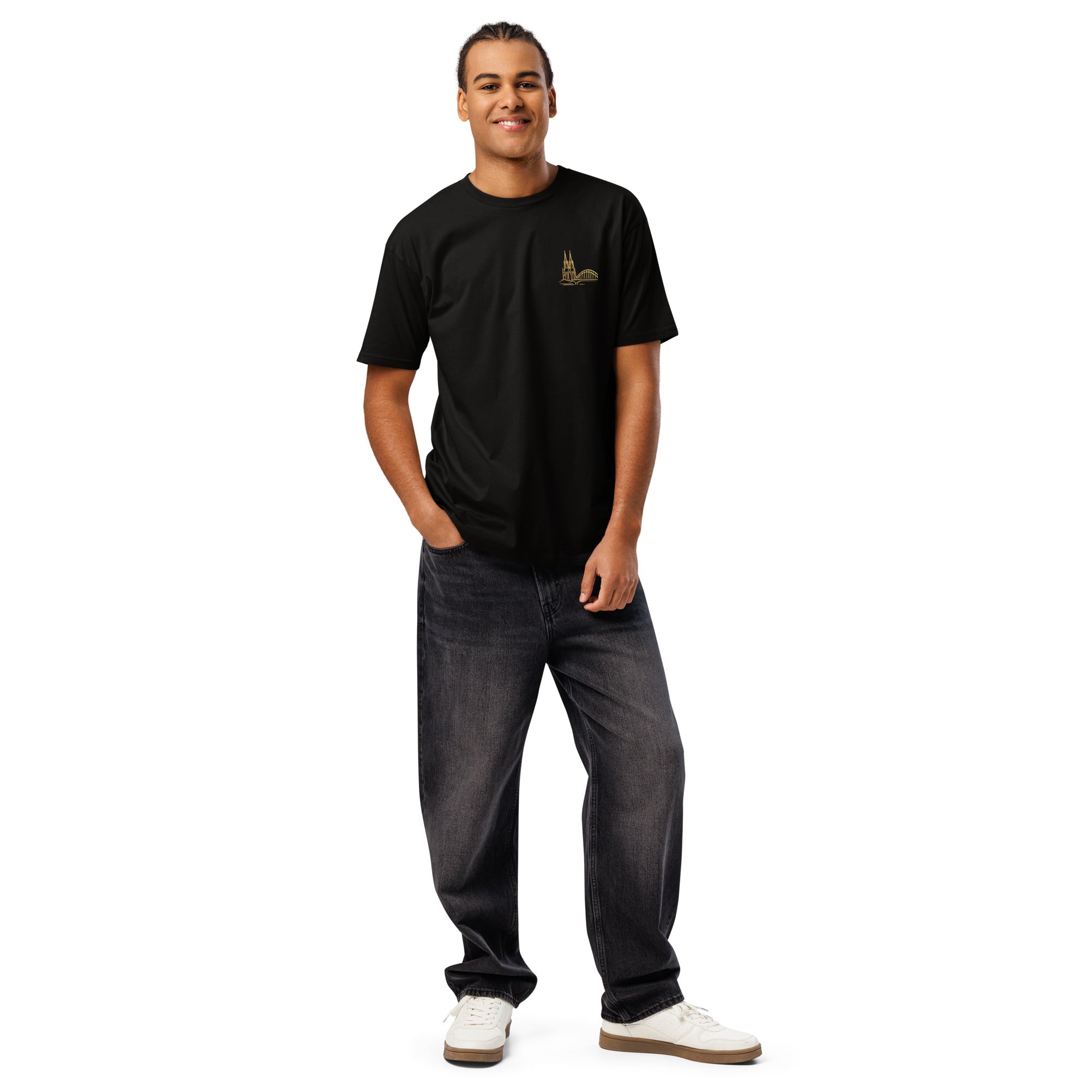 Men's Premium Soft Cotton T-Shirt in Black - Front View with Köln Logo