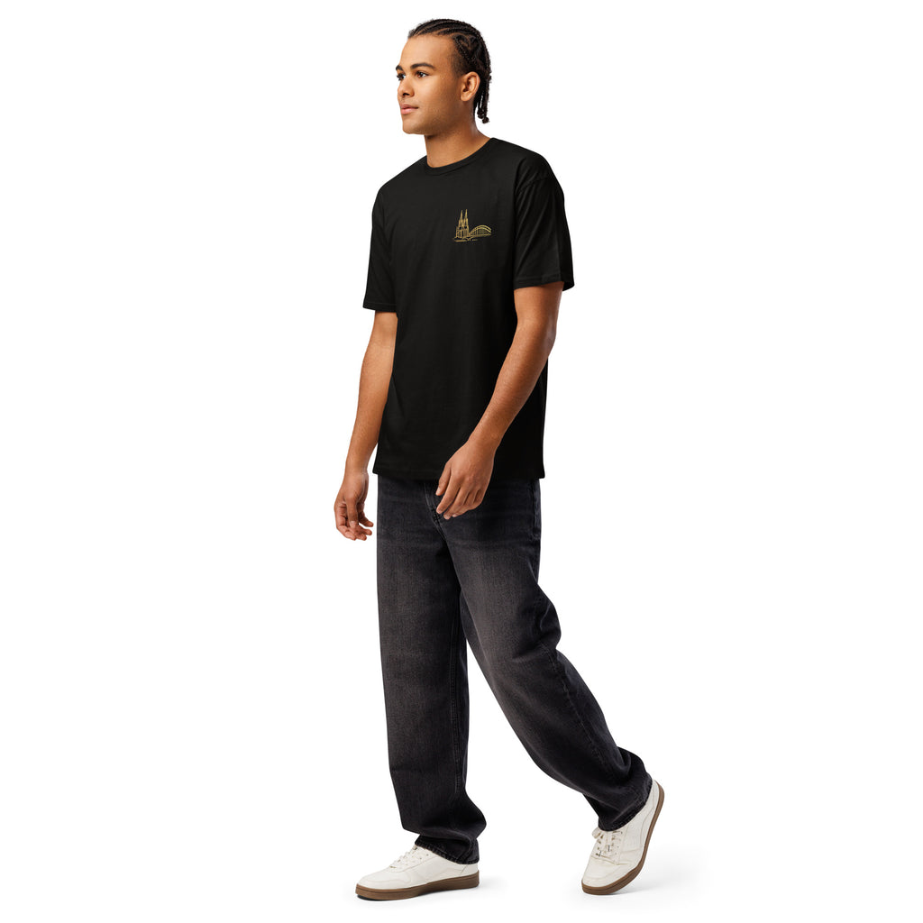 Köln Cathedral Premium T-Shirt in Black - Left Front View Soft Cotton