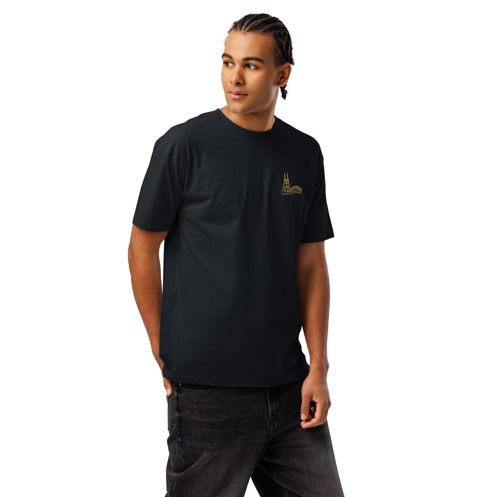 Köln Cathedral T-Shirt in Navy - Front View Alternate Angle Premium Cotton