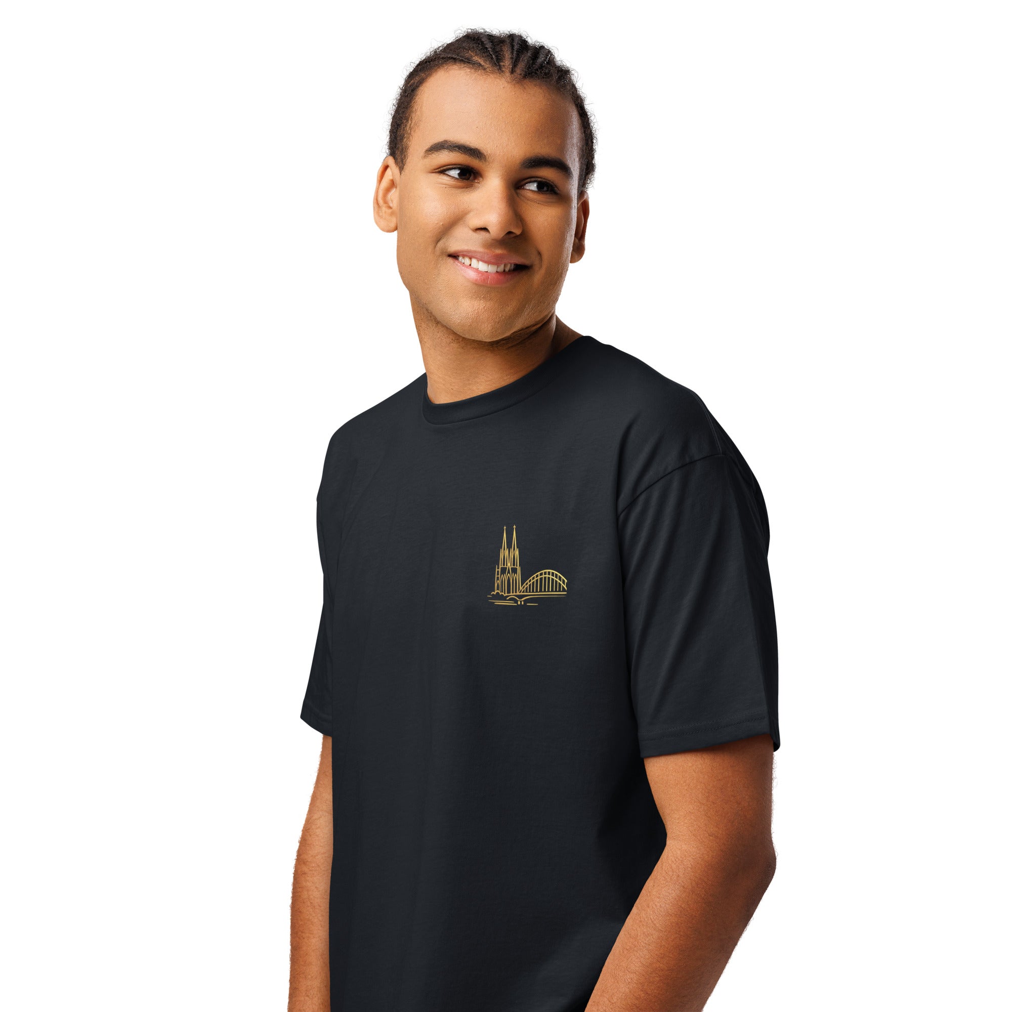 Men's Soft Cotton T-Shirt in Navy Blazer - Front View Close-Up