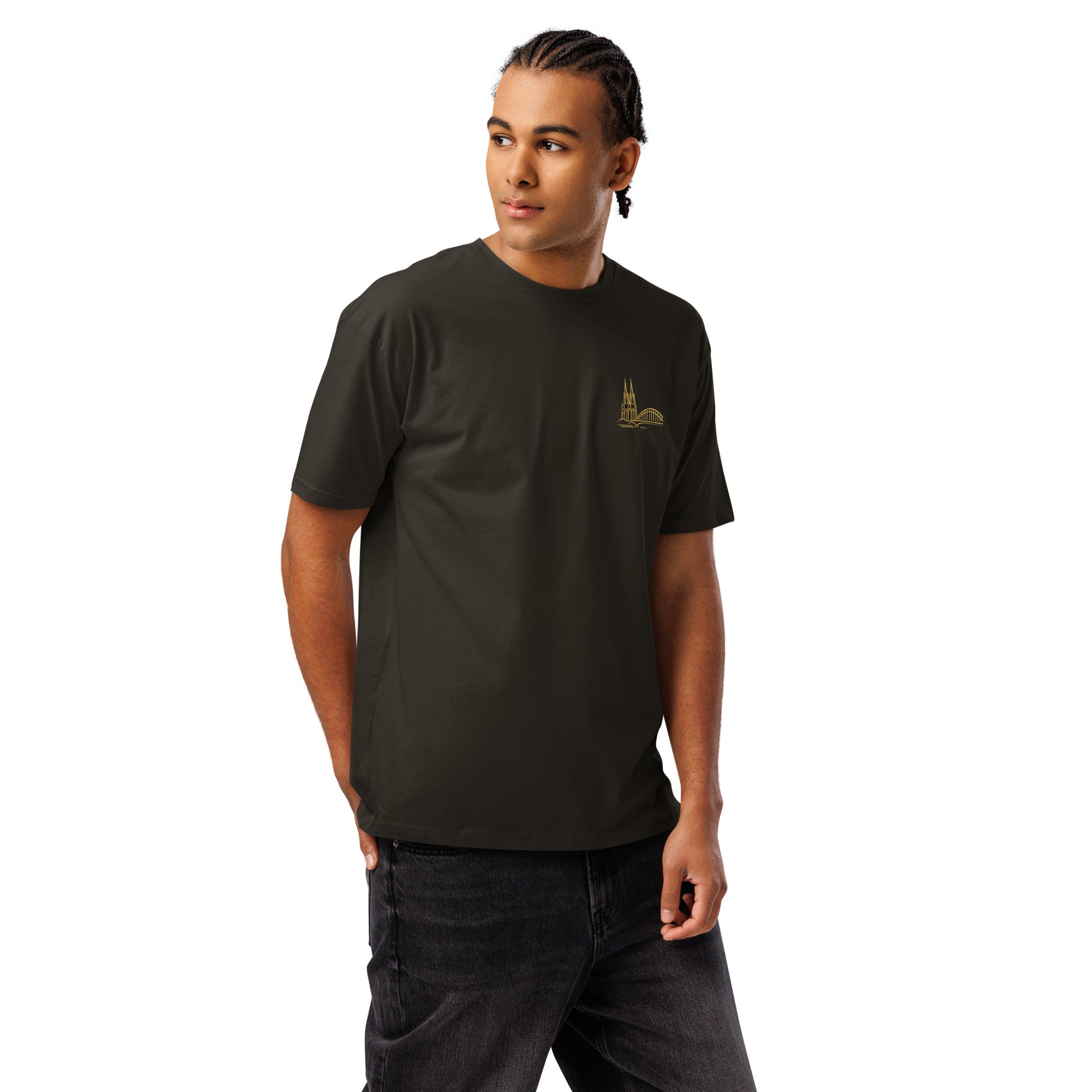 Men's Premium T-Shirt in Vintage Black - Front View Alternate Angle