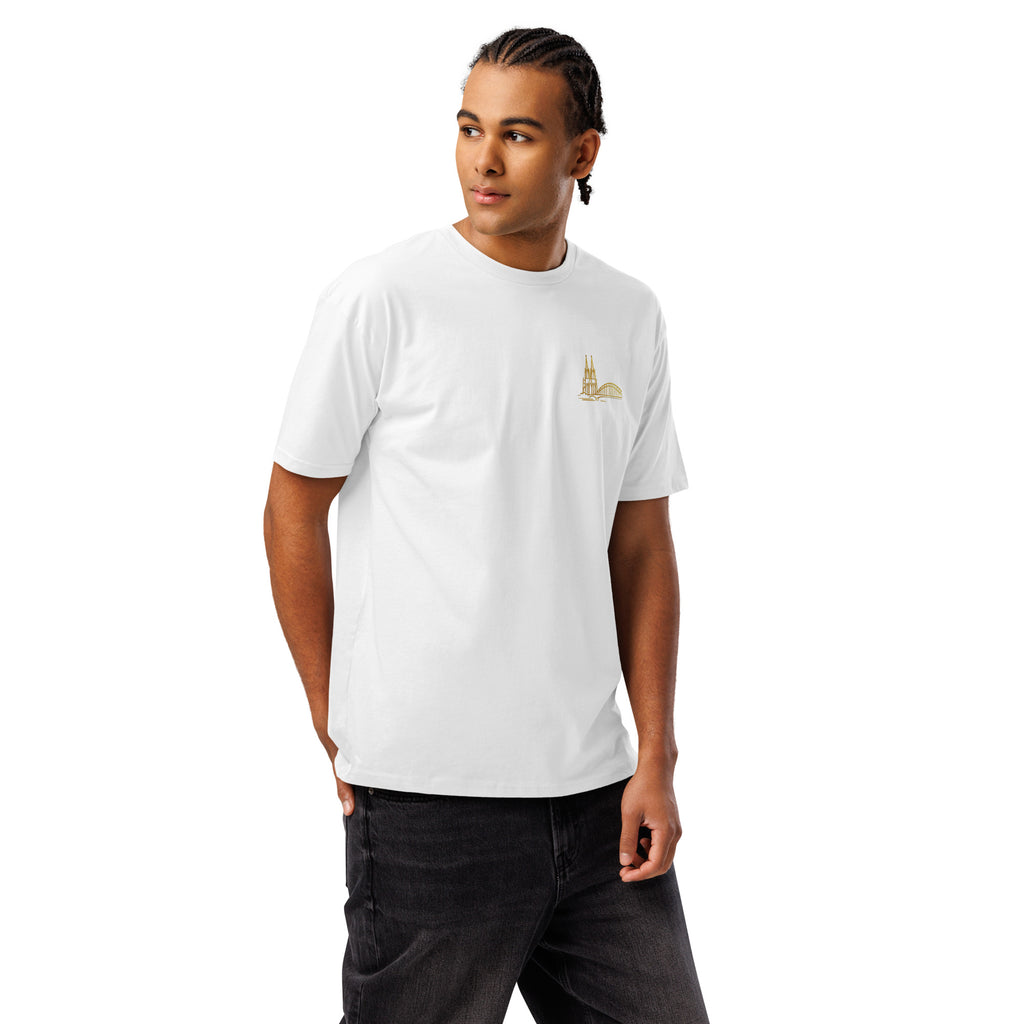 Köln Cathedral T-Shirt in White - Front View Alternate Angle Soft Cotton