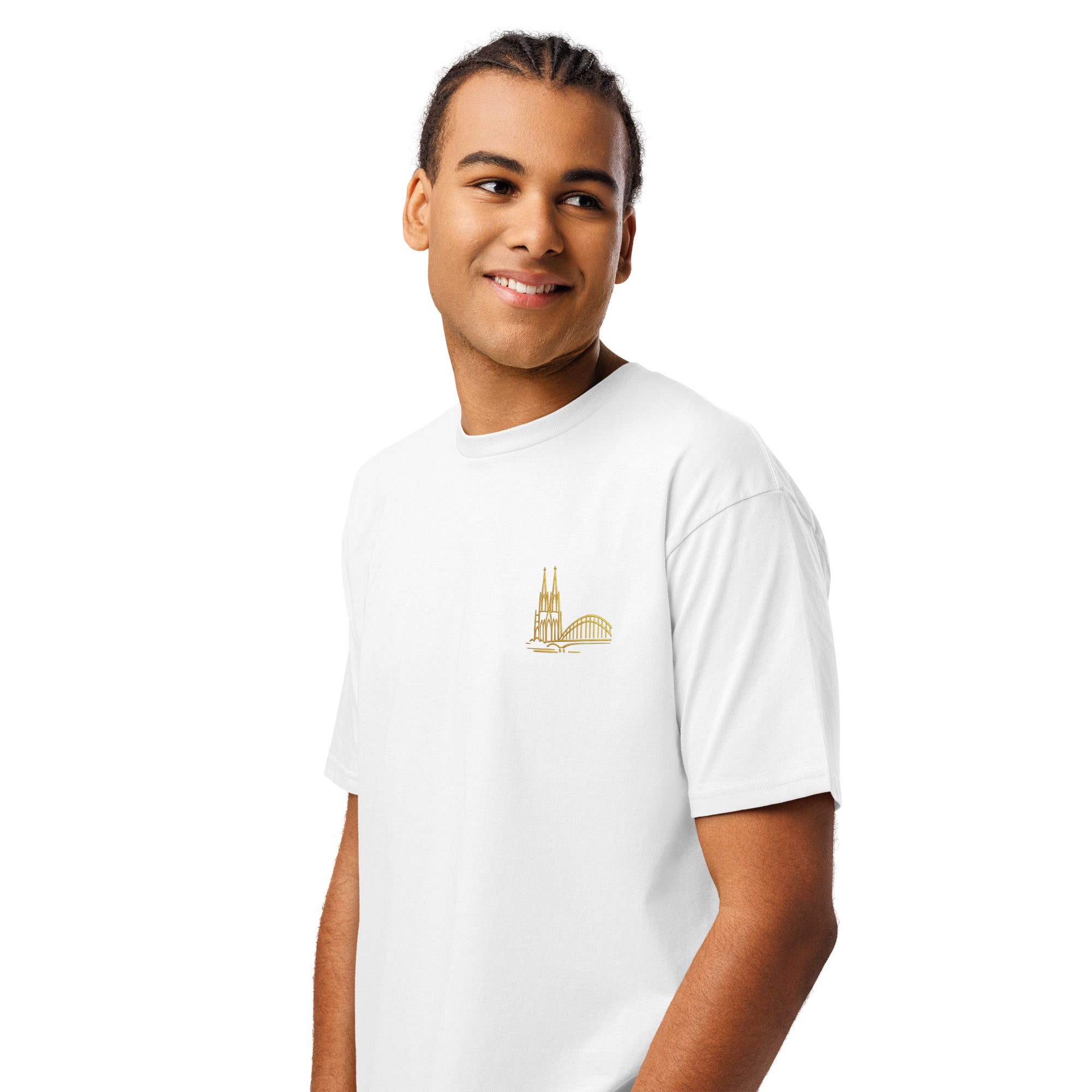 Men's Premium T-Shirt in White - Front View Close-Up Premium Quality