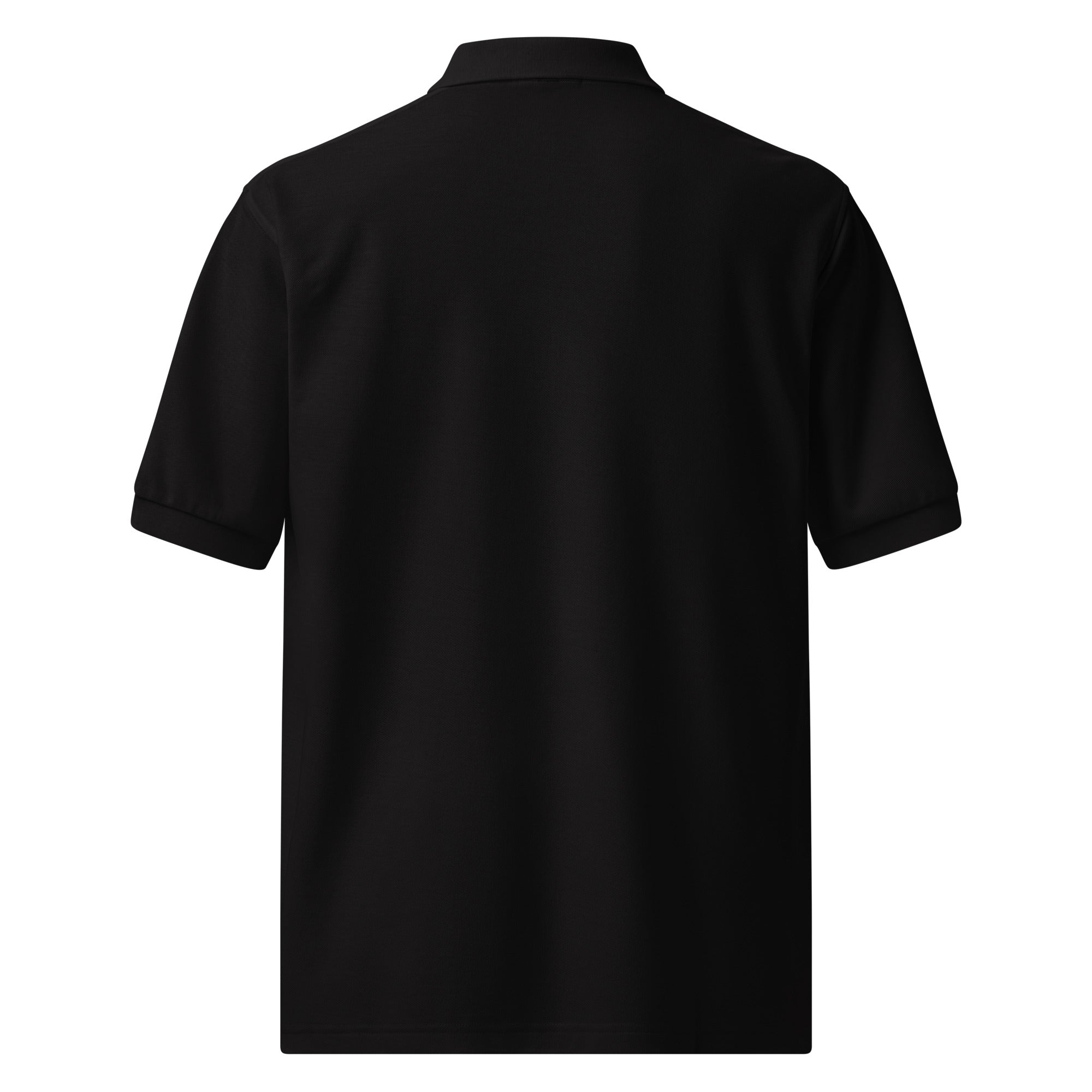 Black polo shirt on a white background