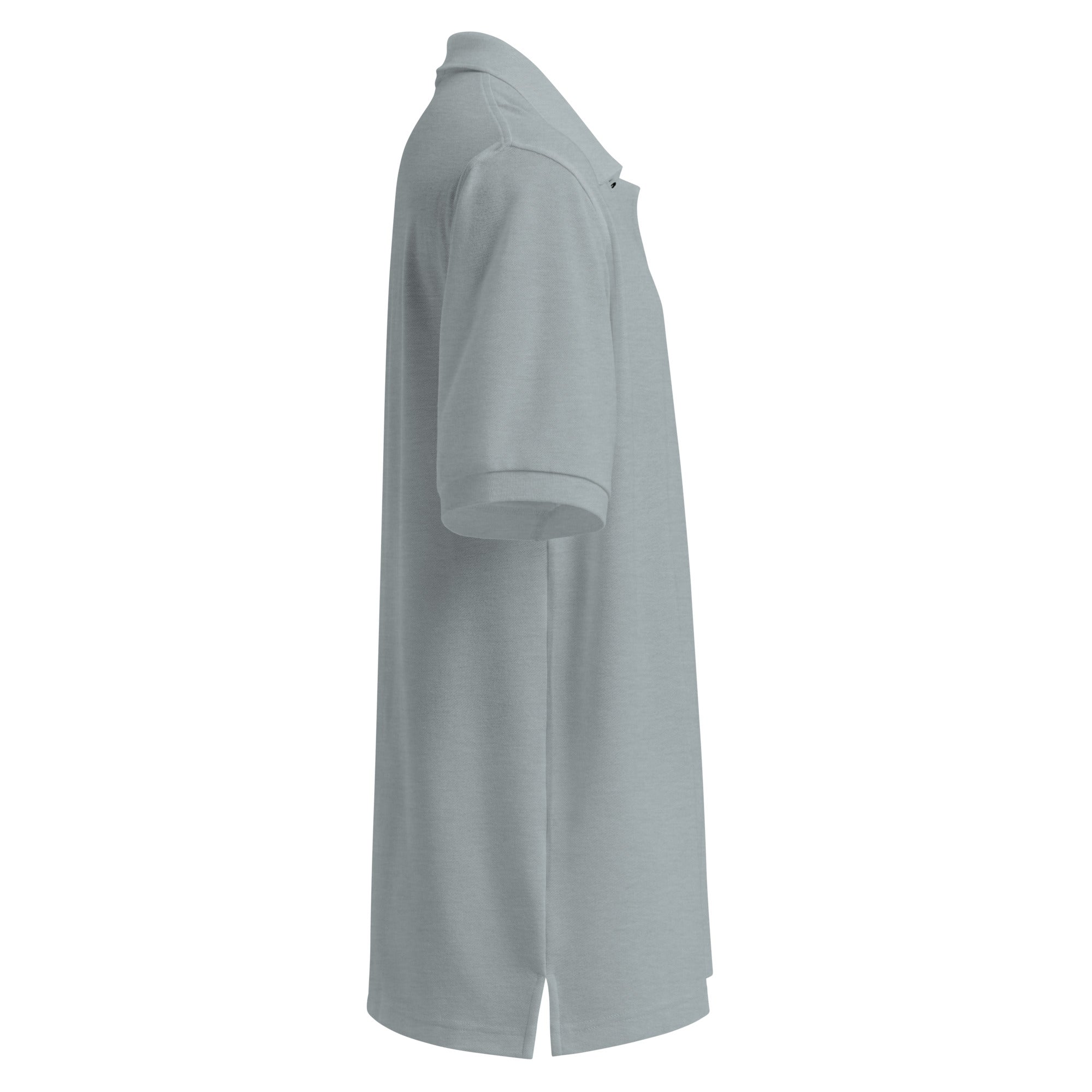Gray heather polo shirt on a white background
