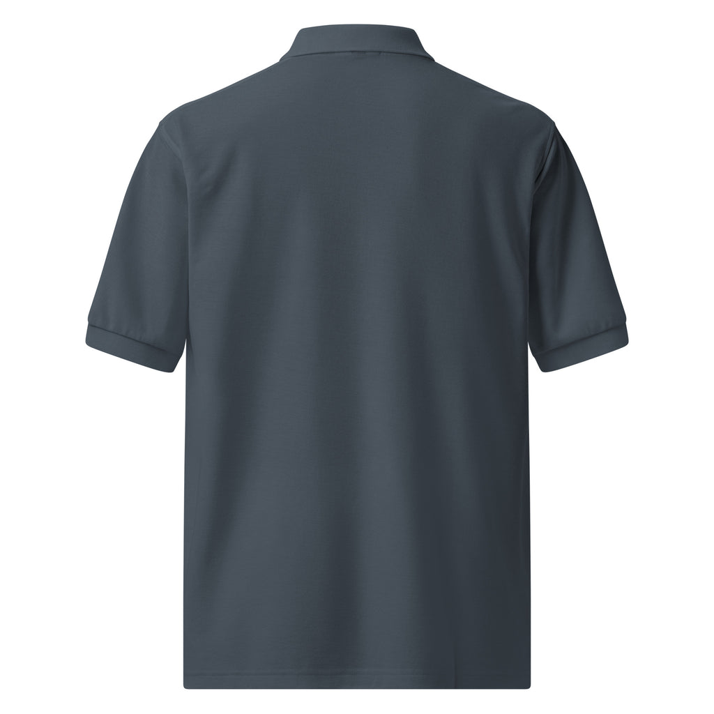 Dark gray polo shirt on a white background