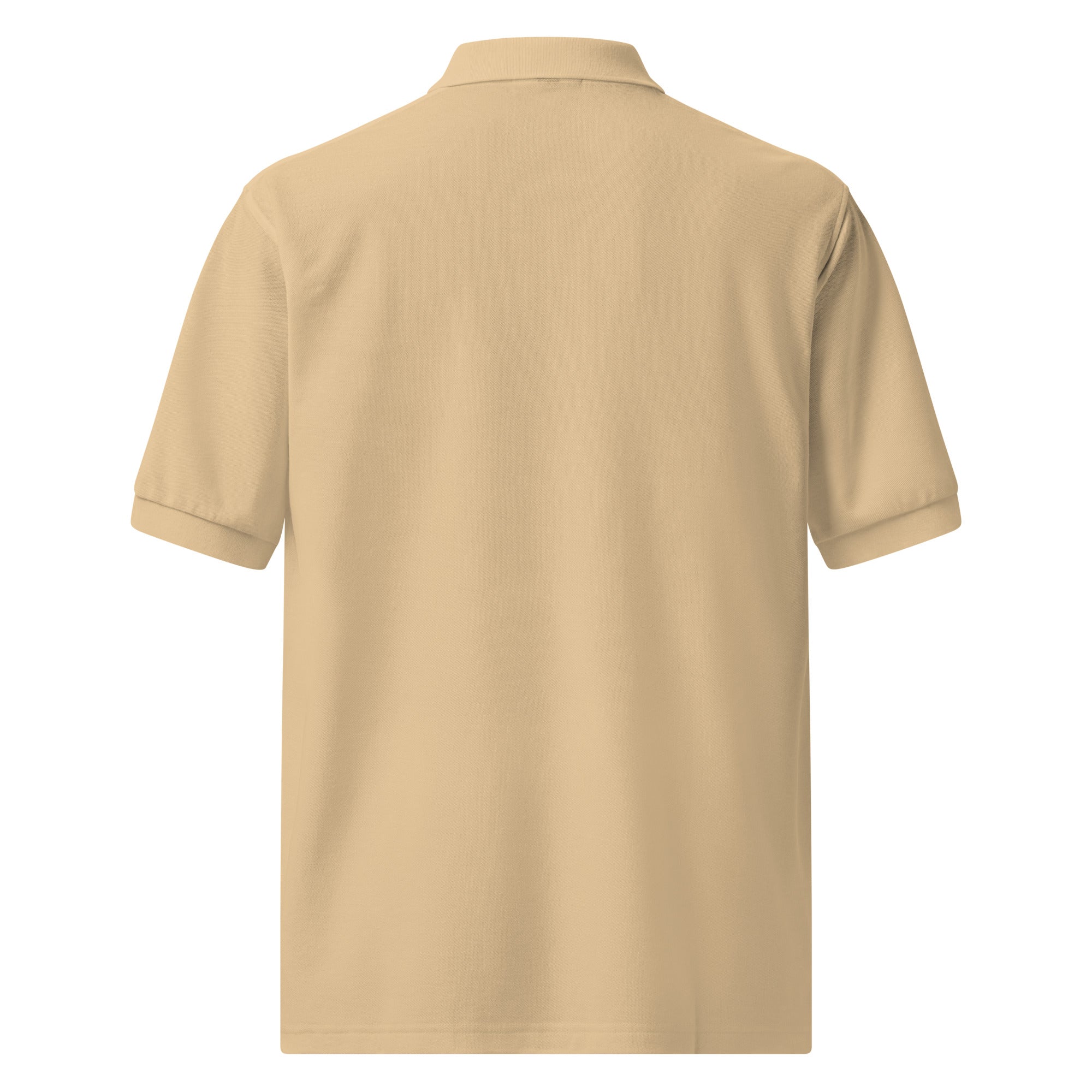 Beige polo shirt on a white background