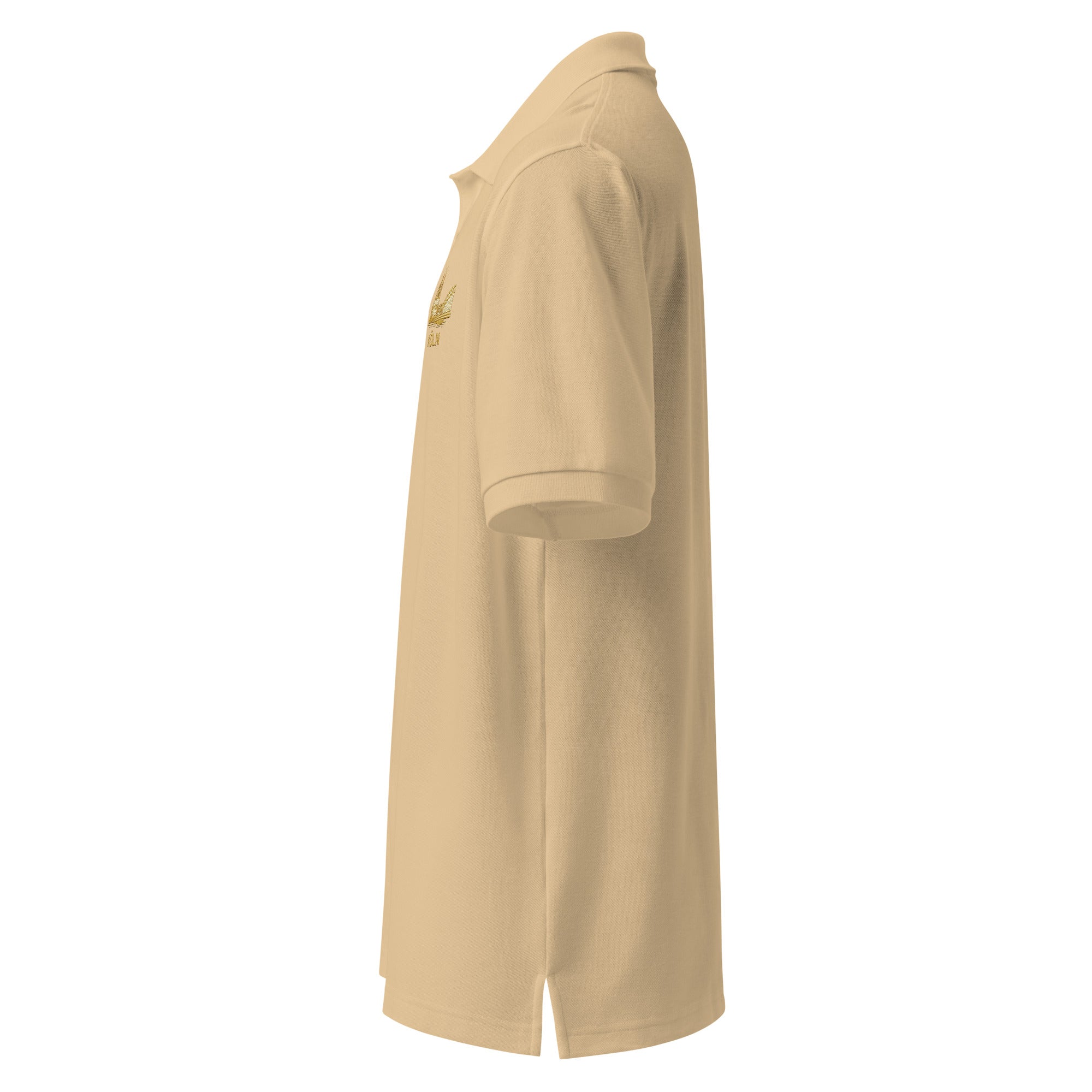 Beige polo shirt on a white background