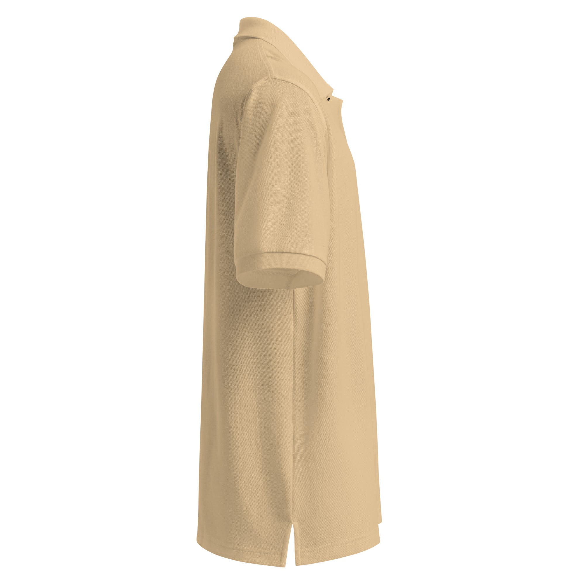 Beige polo shirt on a white background
