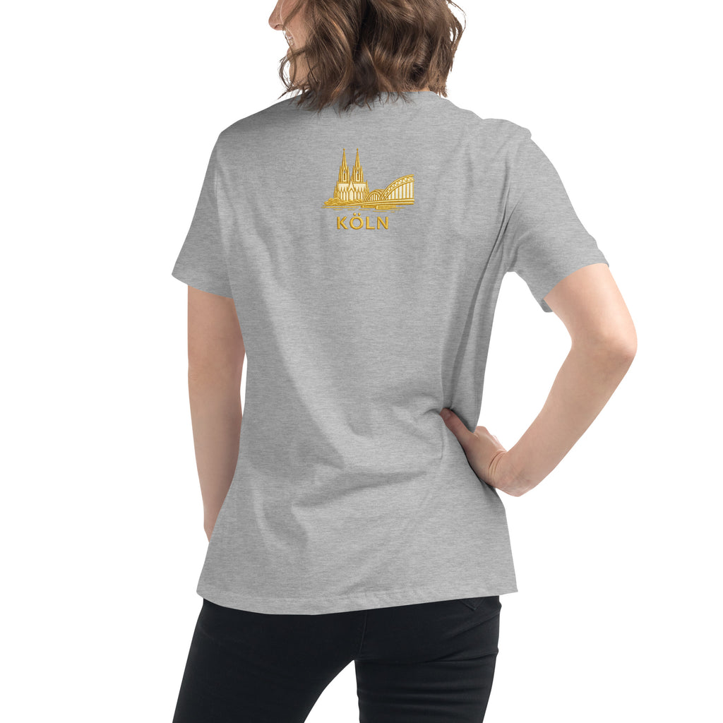 Women's Oversized Köln T-Shirt in Athletic Heather - Back View Relaxed