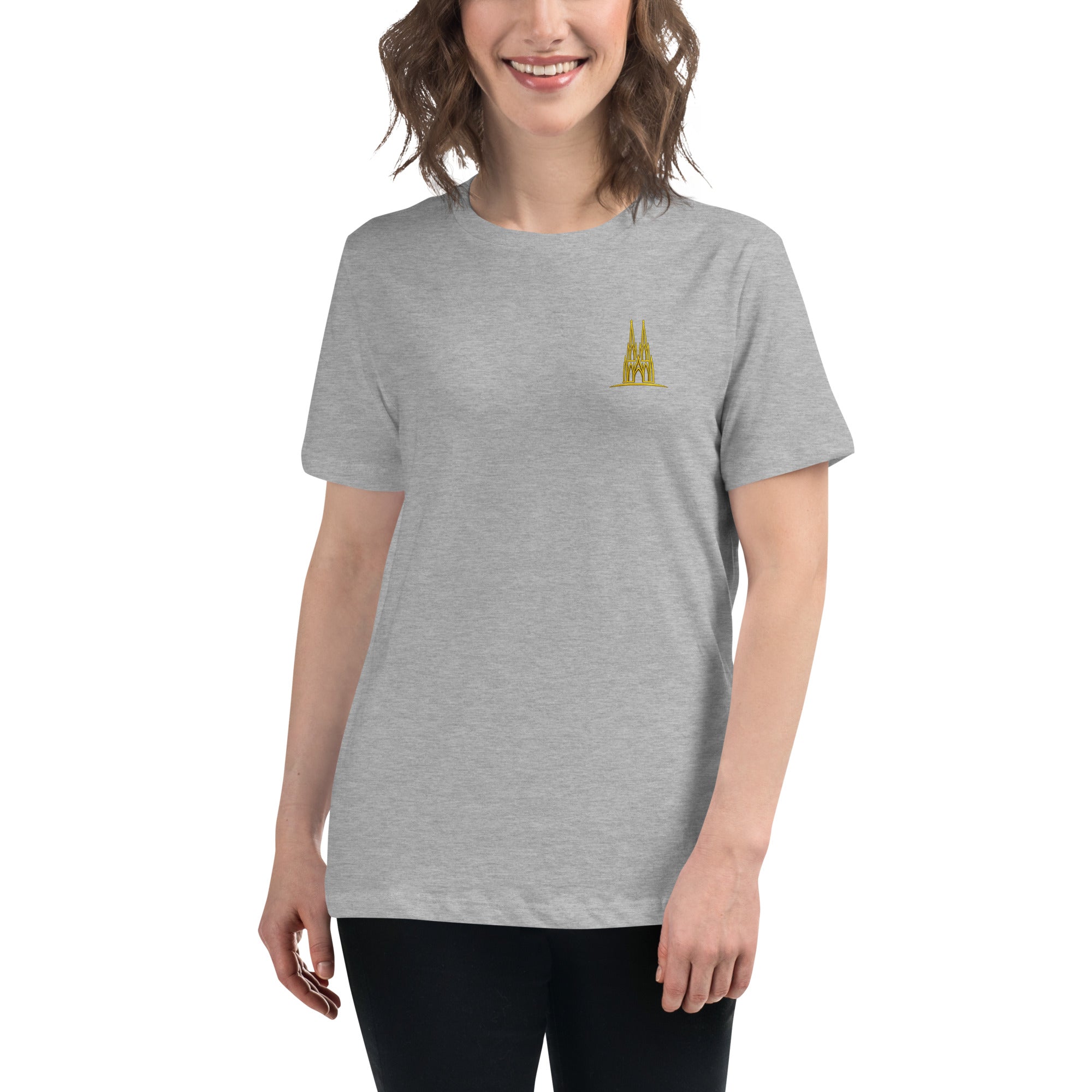 Women's Oversized Köln T-Shirt in Athletic Heather - Front View Casual