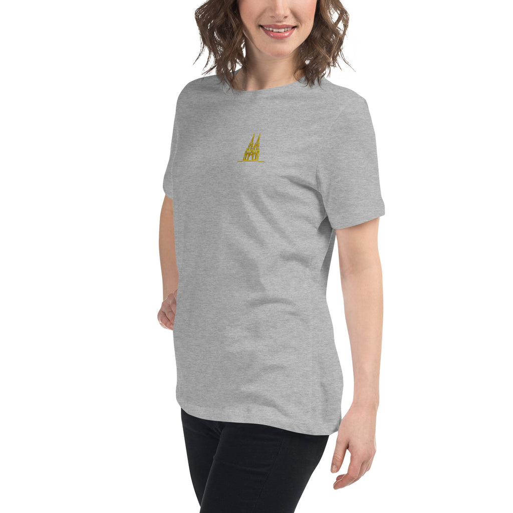 Women's Oversized Köln T-Shirt in Athletic Heather - Left Front View