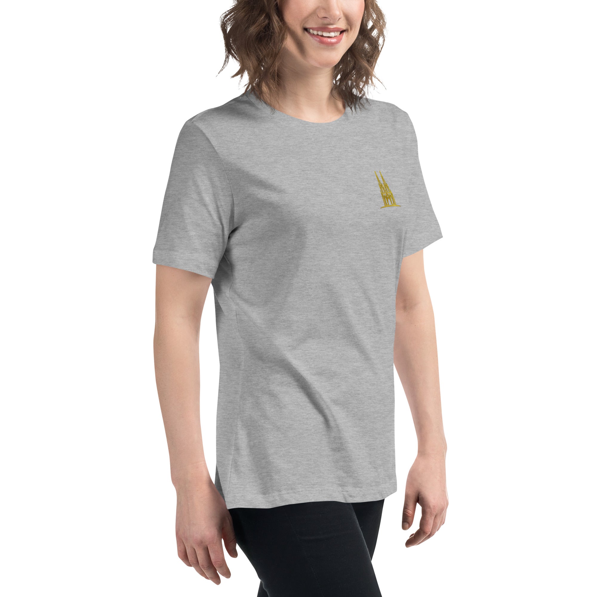 Women's Oversized Köln T-Shirt in Athletic Heather - Right Front View