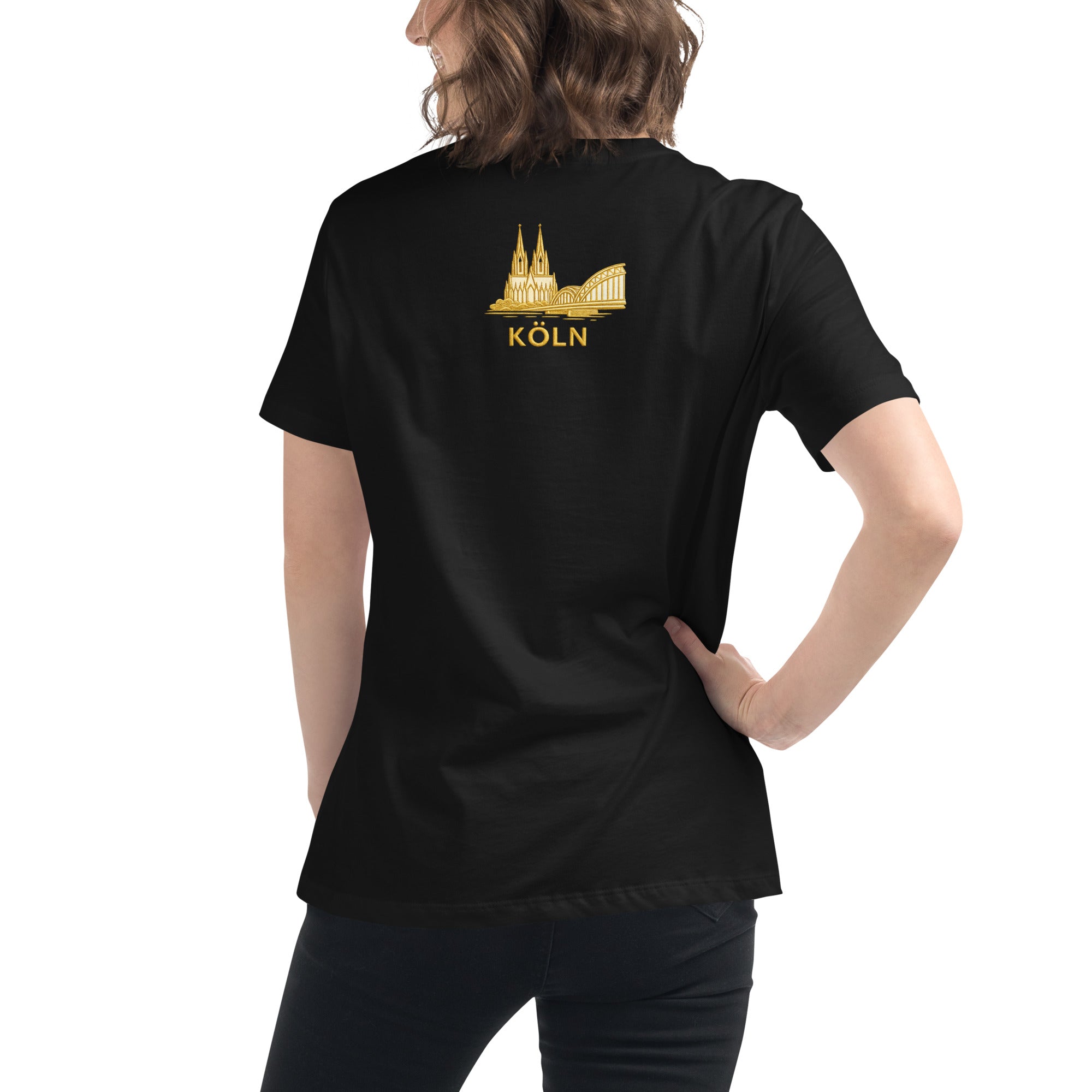 Women's Oversized Köln T-Shirt in Black - Back View Authentic Design