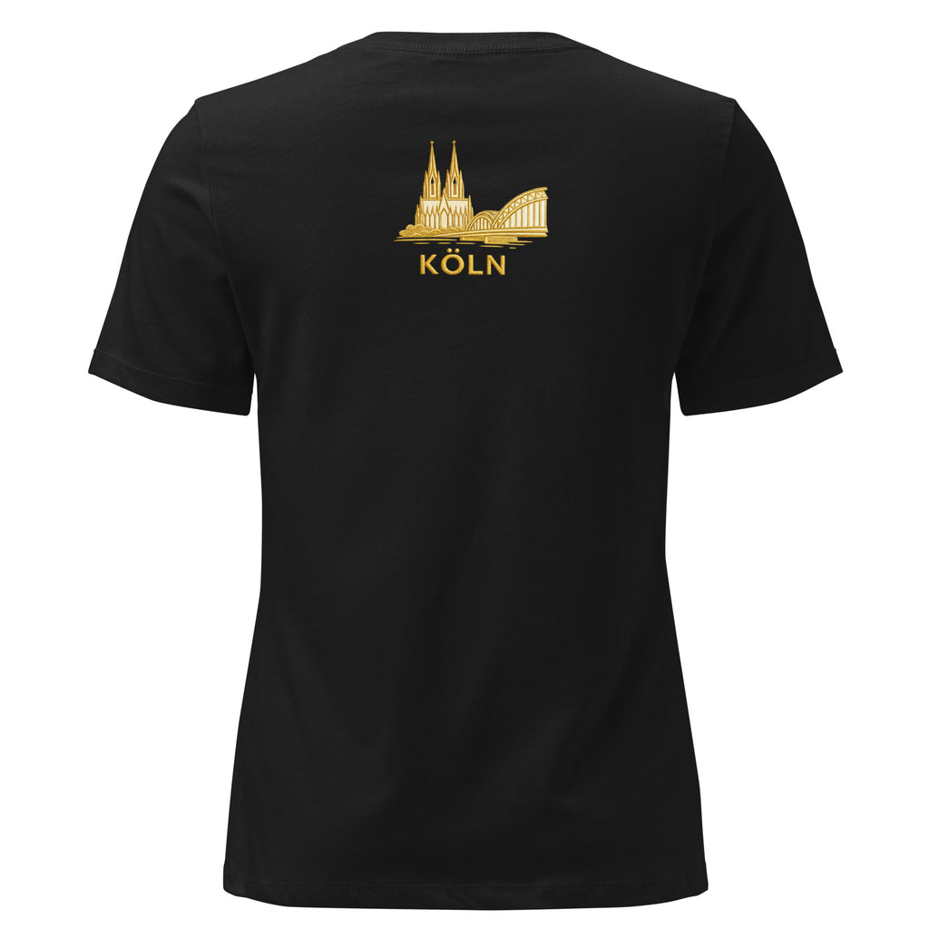 Women's Oversized Köln T-Shirt in Black - Back View EchtGemacht Design