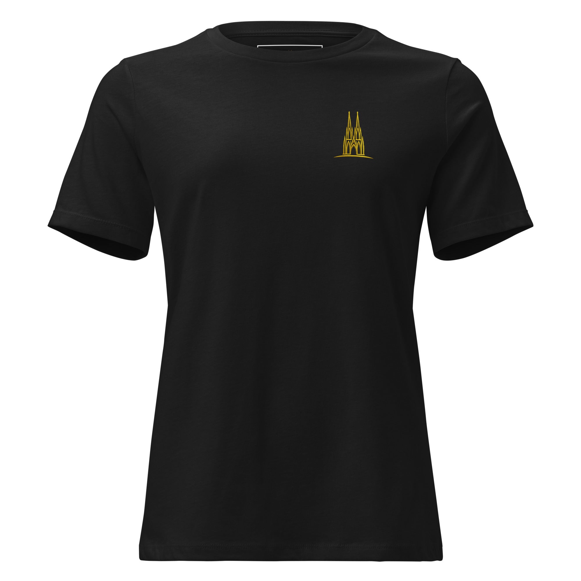 Women's Oversized Köln T-Shirt in Black - Front View Premium Cotton
