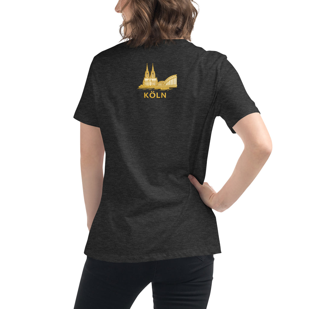 Women's Oversized Köln T-Shirt in Dark Grey Heather - Back View Soft