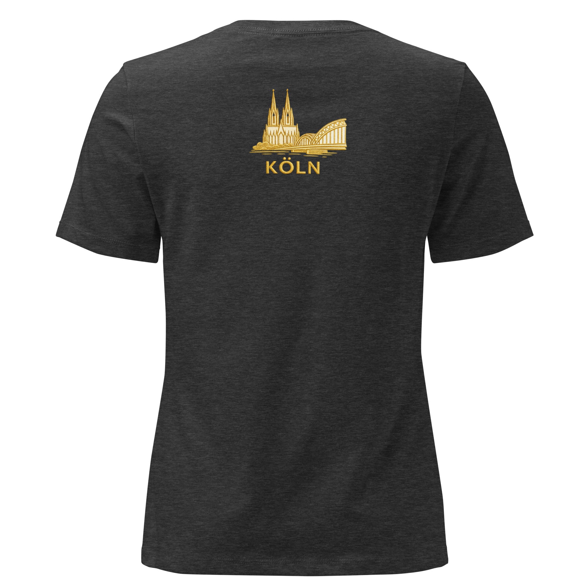 Women's Oversized Köln T-Shirt in Dark Grey Heather - Back View Relaxed Fit
