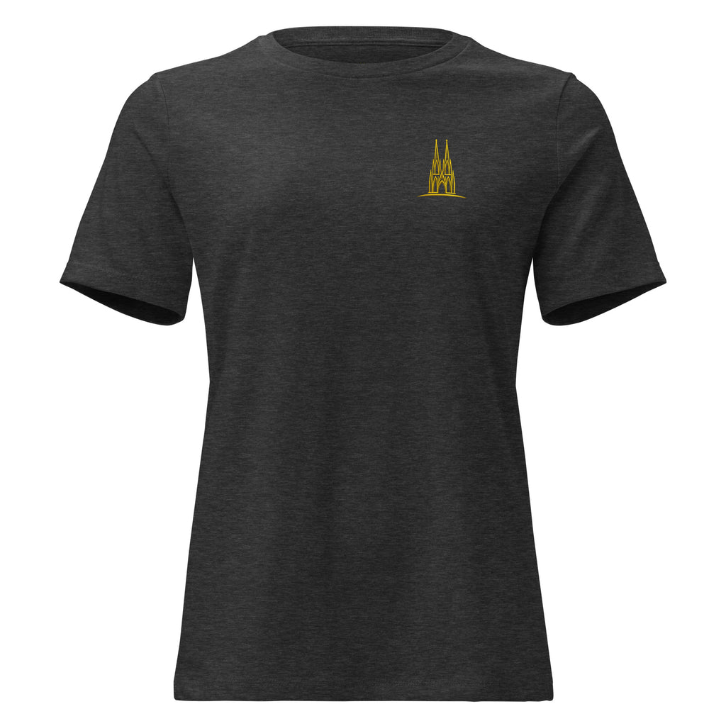 Women's Oversized Köln T-Shirt in Dark Grey Heather - Front View Soft Cotton
