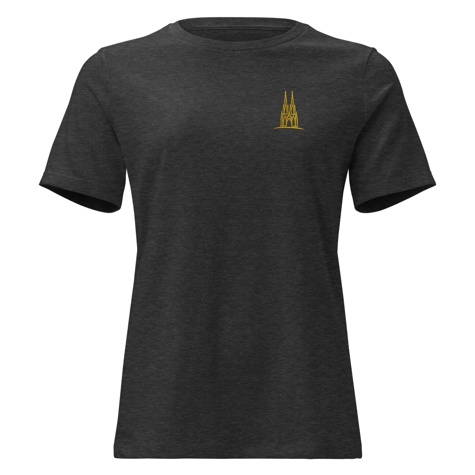 Women's Oversized Köln T-Shirt in Dark Grey Heather - Front View Soft Cotton