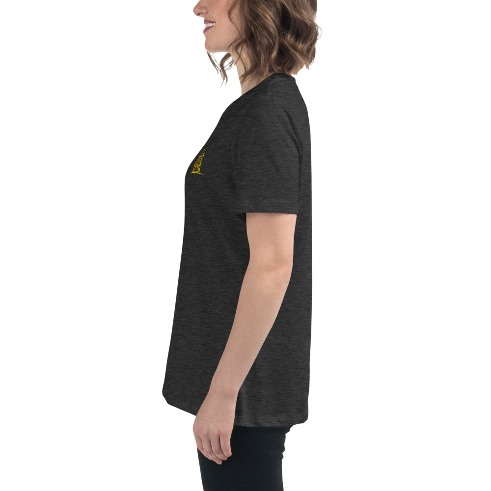 Women's Oversized Köln T-Shirt in Dark Grey Heather - Left Side View