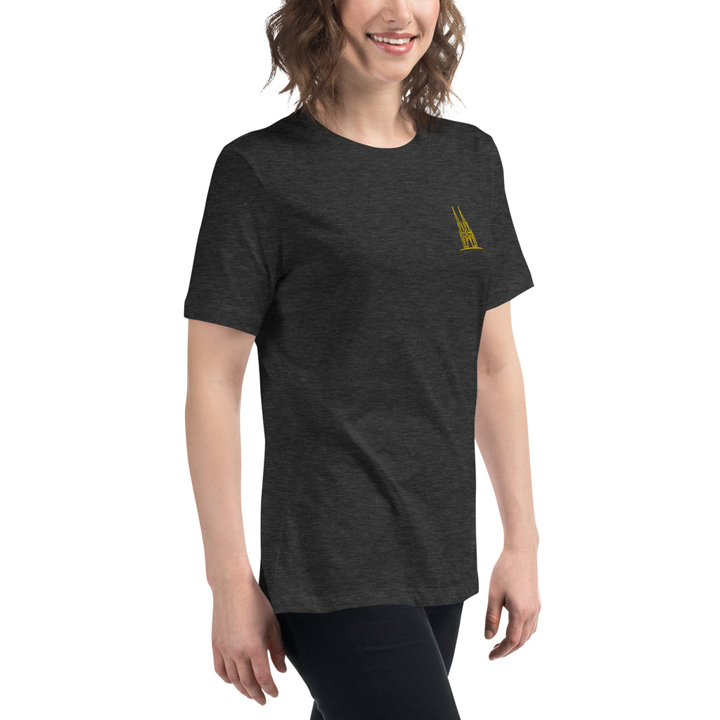 Women's Oversized Köln T-Shirt in Dark Grey Heather - Right Front View