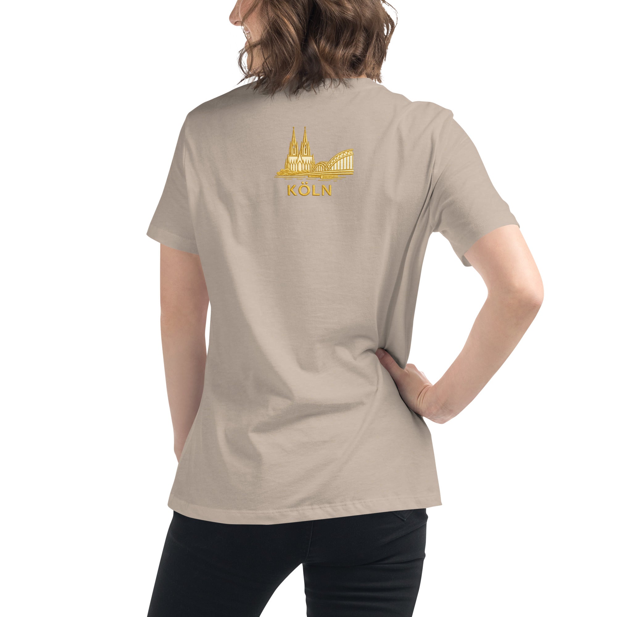 Women's Oversized Köln T-Shirt in Heather Stone - Back View Premium