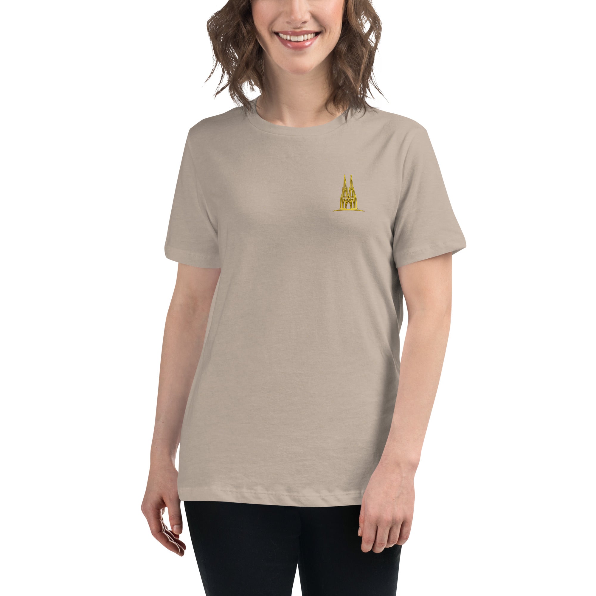 Women's Oversized Köln T-Shirt in Heather Stone - Front View Soft Cotton