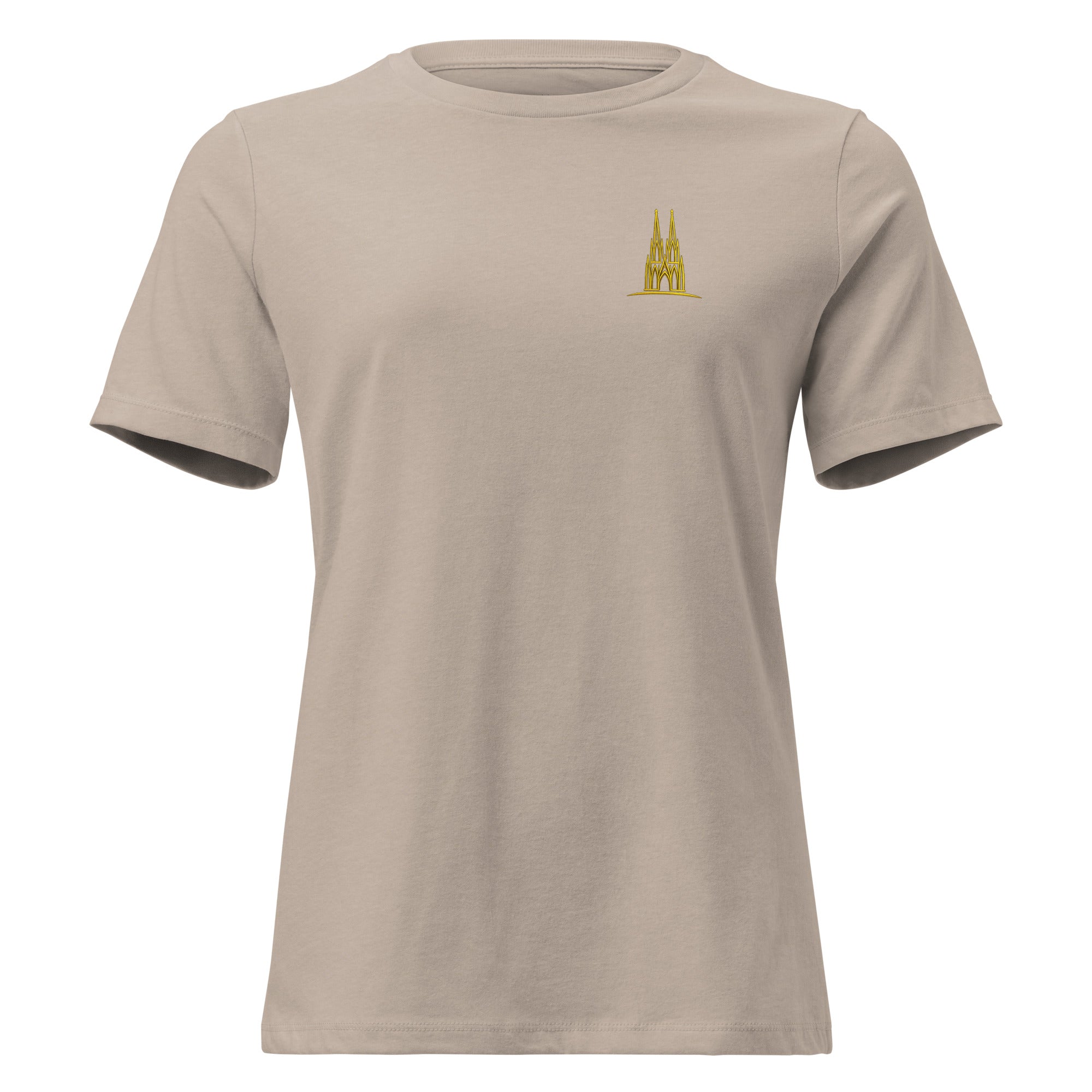 Women's Oversized Köln T-Shirt in Heather Stone - Front View Premium Quality