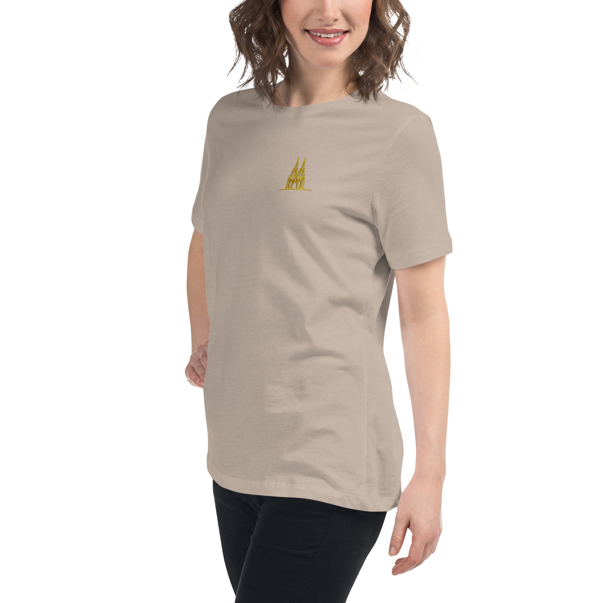 Women's Oversized Köln T-Shirt in Heather Stone - Left Front View