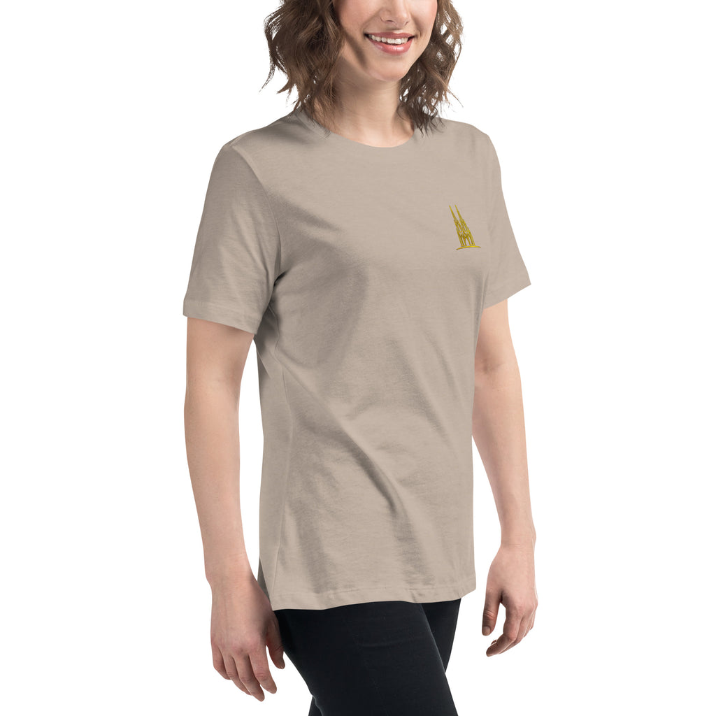 Women's Oversized Köln T-Shirt in Heather Stone - Right Front View